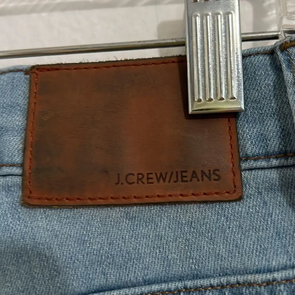 J Crew Fair Trade Certified Light Wash Button Fly Front Raw Hem Skinny Jeans 26